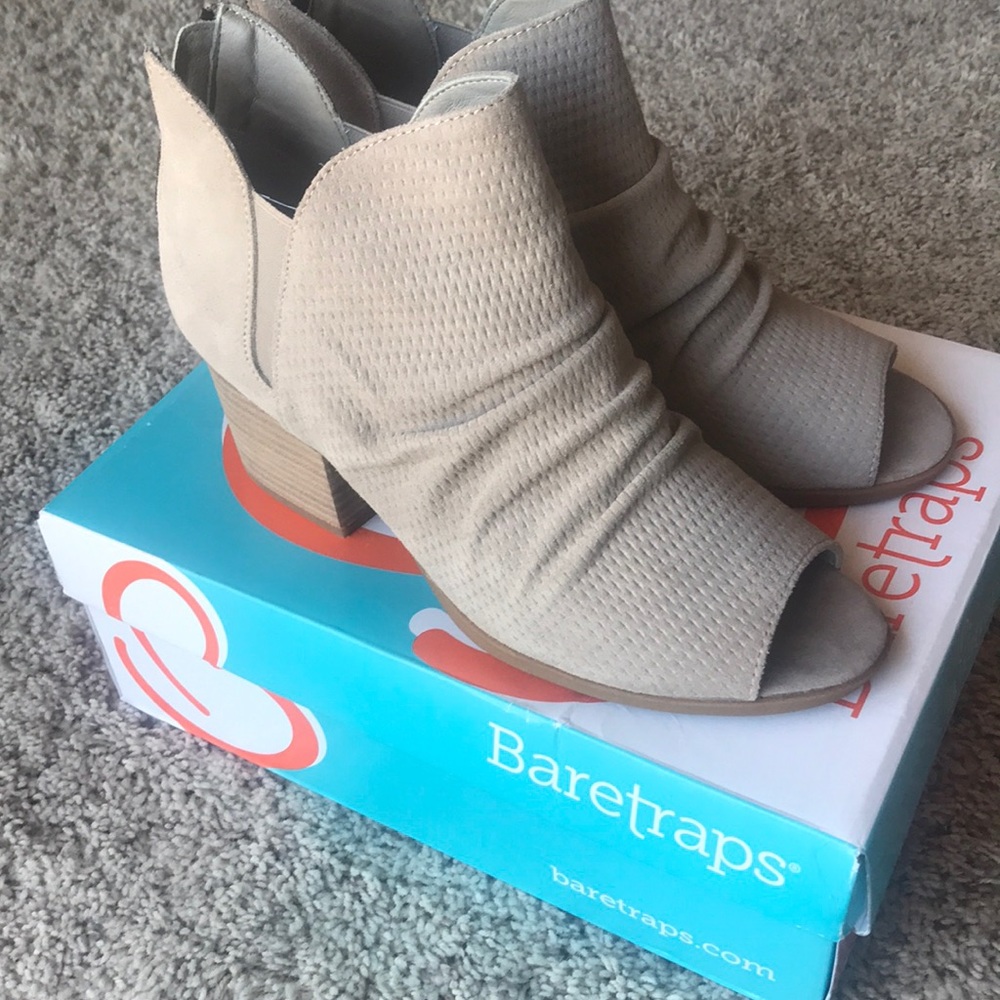Baretraps Suede Peep-toe Bootie- NEW